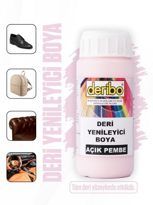 deribo Açık Pembe Deri Eşya, Ayakkabı, Koltuk, Direksiyon, Çanta, Deri Yenileyici Boya. 100ml