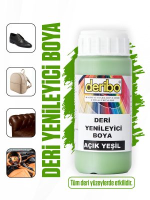 deribo Açık Yeşil Deri Eşya, Ayakkabı, Koltuk, Direksiyon, Çanta, Deri Yenileyici Boya. 100ml