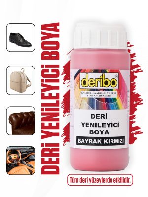 deribo Bayrak Kırmızı Deri Eşya, Ayakkabı, Koltuk, Direksiyon, Çanta, Deri Yenileyici Boya. 100ml