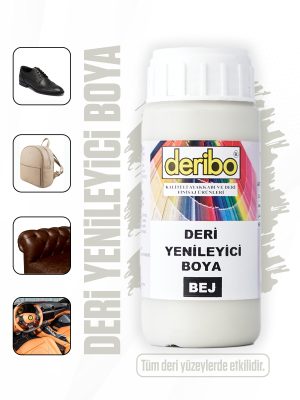 deribo Bej Deri Eşya, Ayakkabı, Koltuk, Direksiyon, Çanta, Deri Yenileyici Boya. 100ml