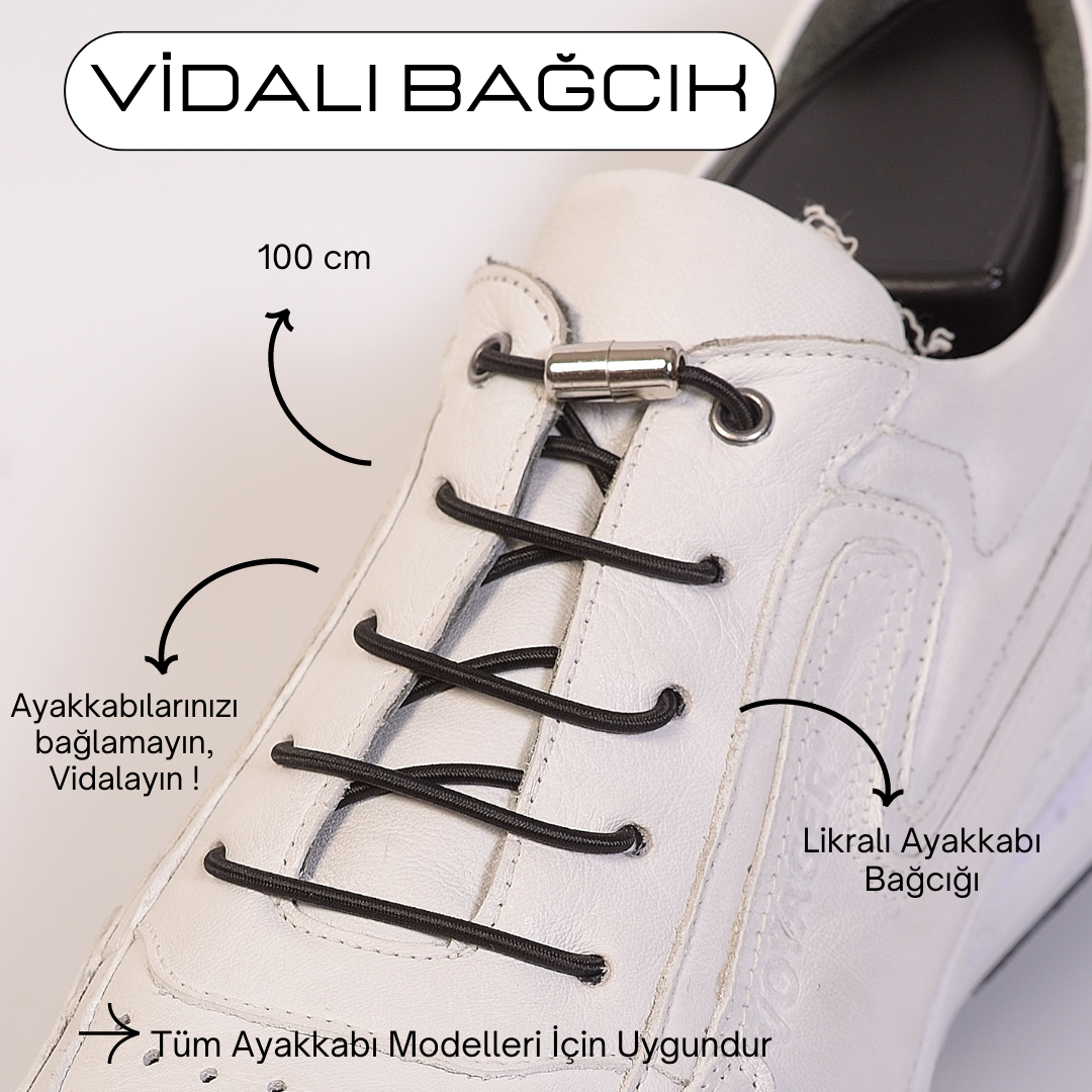 Mag Shoes Care Akıllı Vidalı Ayakkabı Bağcığı Lastik 100cm.