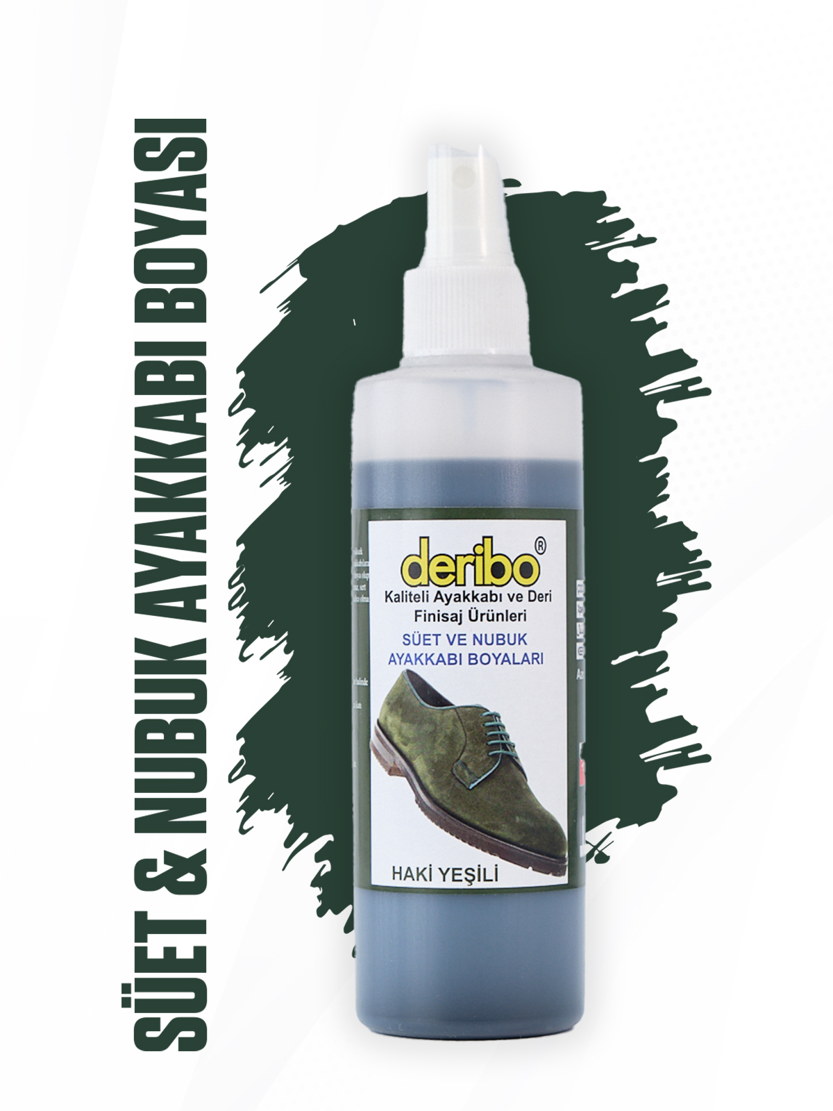 deribo Haki Yeşili Süet Ve Nubuk Sprey Ayakkabı Boyası. 200ml