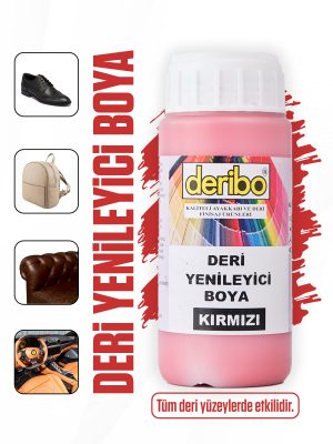 deribo Kırmızı Deri Eşya, Ayakkabı, Koltuk, Direksiyon, Çanta, Deri Yenileyici Boya. 100ml