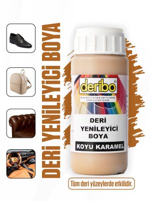 deribo Koyu Karamel Deri Eşya, Ayakkabı, Koltuk, Direksiyon, Çanta, Deri Yenileyici Boya. 100ml