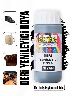 deribo Siyah Deri Eşya, Ayakkabı, Koltuk, Direksiyon, Çanta, Deri Yenileyici Boya. 100ml