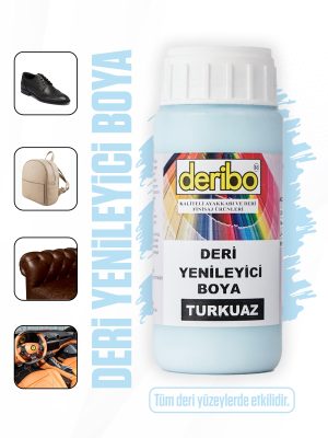 deribo Turkuaz Deri Eşya, Ayakkabı, Koltuk, Direksiyon, Çanta, Deri Yenileyici Boya. 100ml