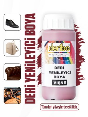 deribo Vişne Deri Eşya, Ayakkabı, Koltuk, Direksiyon, Çanta, Deri Yenileyici Boya. 100ml