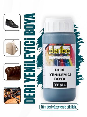 deribo Yeşil Deri Eşya, Ayakkabı, Koltuk, Direksiyon, Çanta, Deri Yenileyici Boya. 100ml
